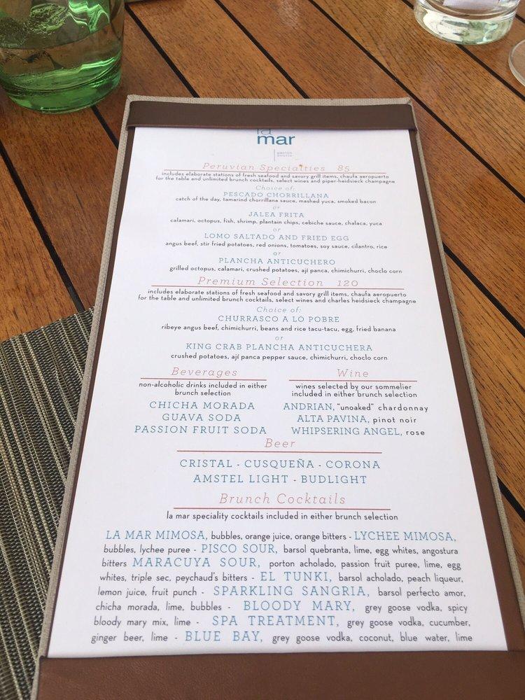 Menu at La Mar by Gaston Acurio restaurant, Miami