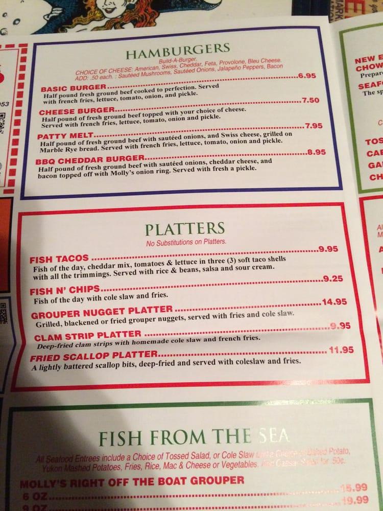 Menu at Molly Goodhead's Raw Bar & Restaurant, Palm Harbor