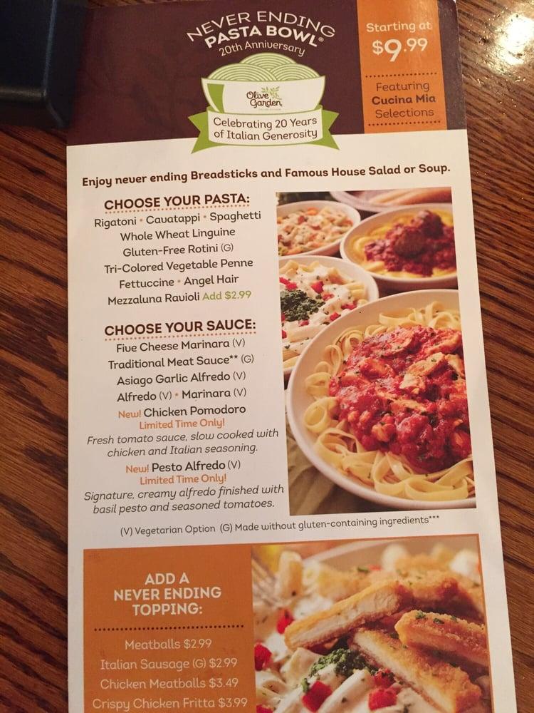Menu at Olive Garden Italian Restaurant, Lynnwood