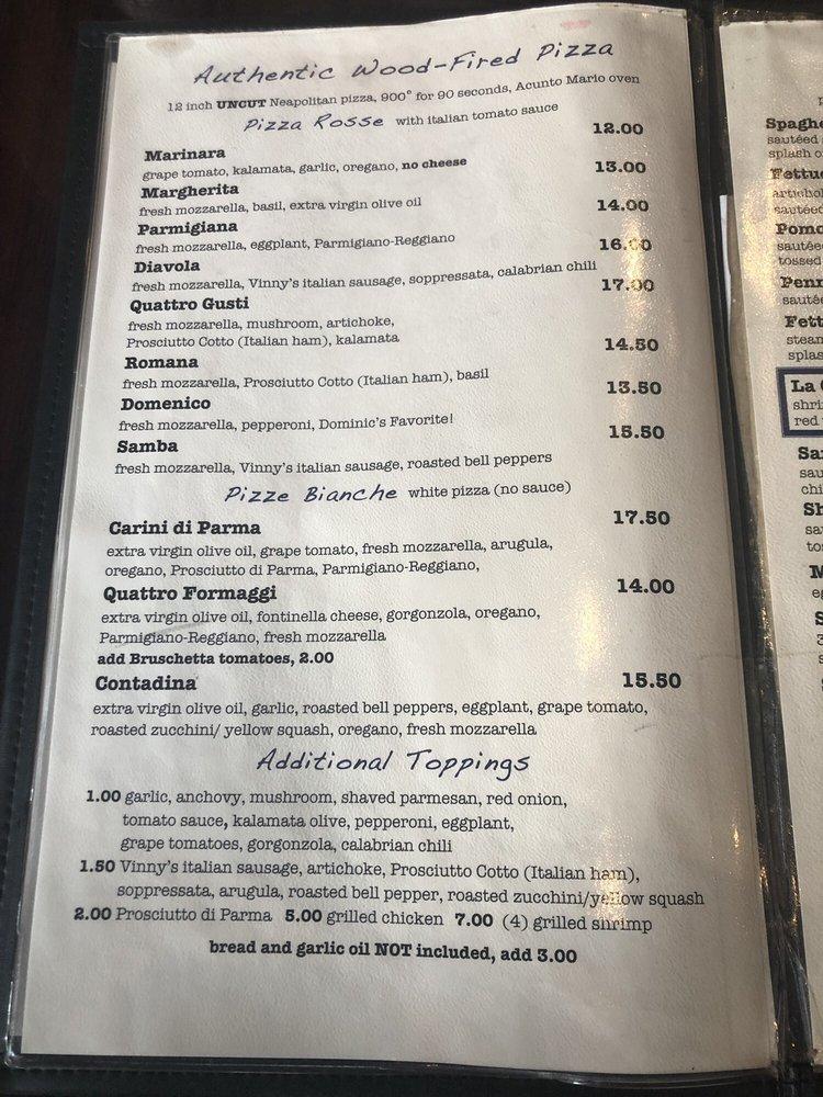 Menu at Carini's Southern Italian Restaurant, Milwaukee