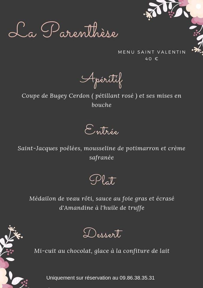 Menu Au La Parenth Se Restaurant Quimper Rue De La Providence