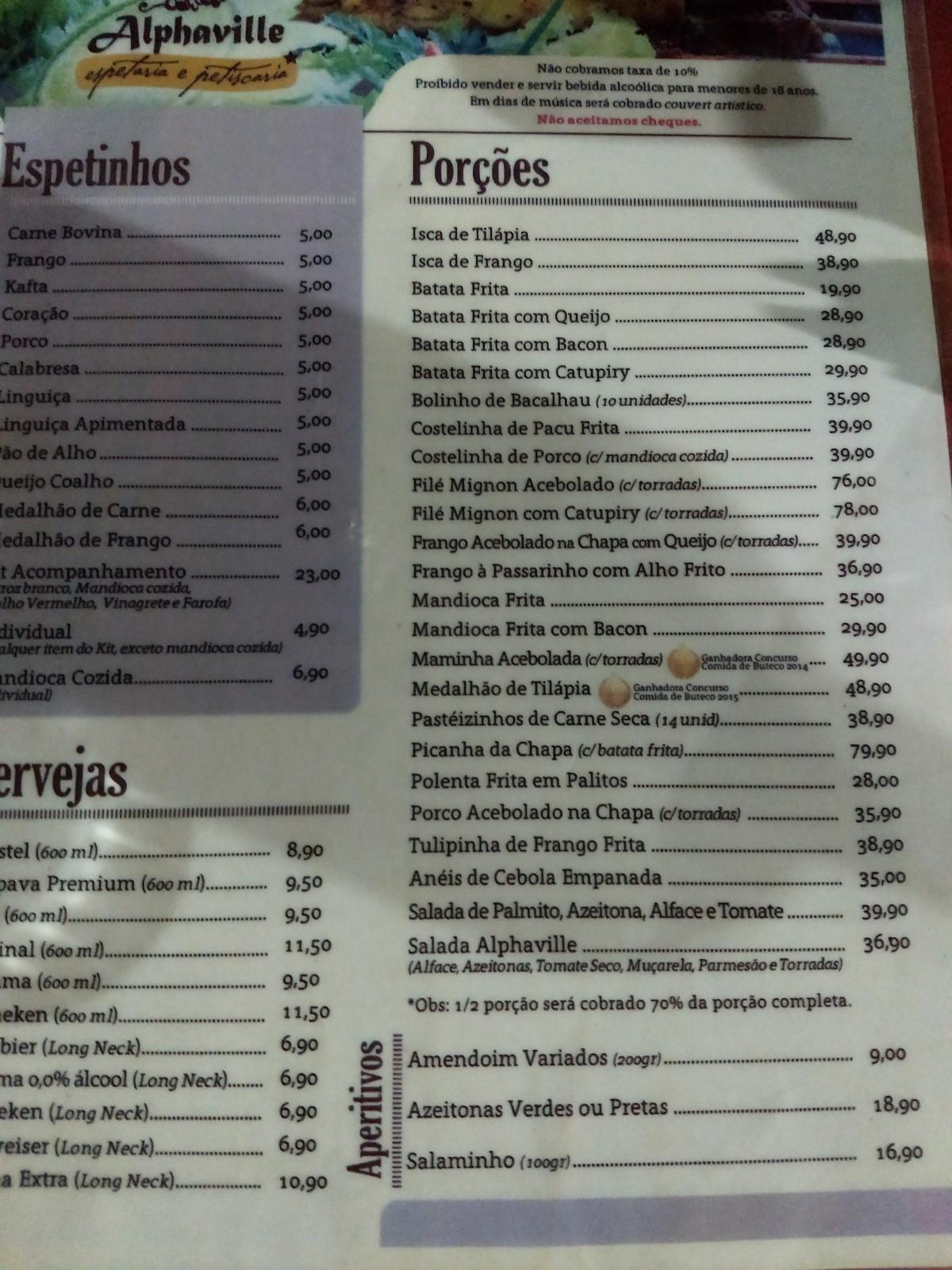 Menu Em Alphaville Bar E Petiscaria Presidente Prudente