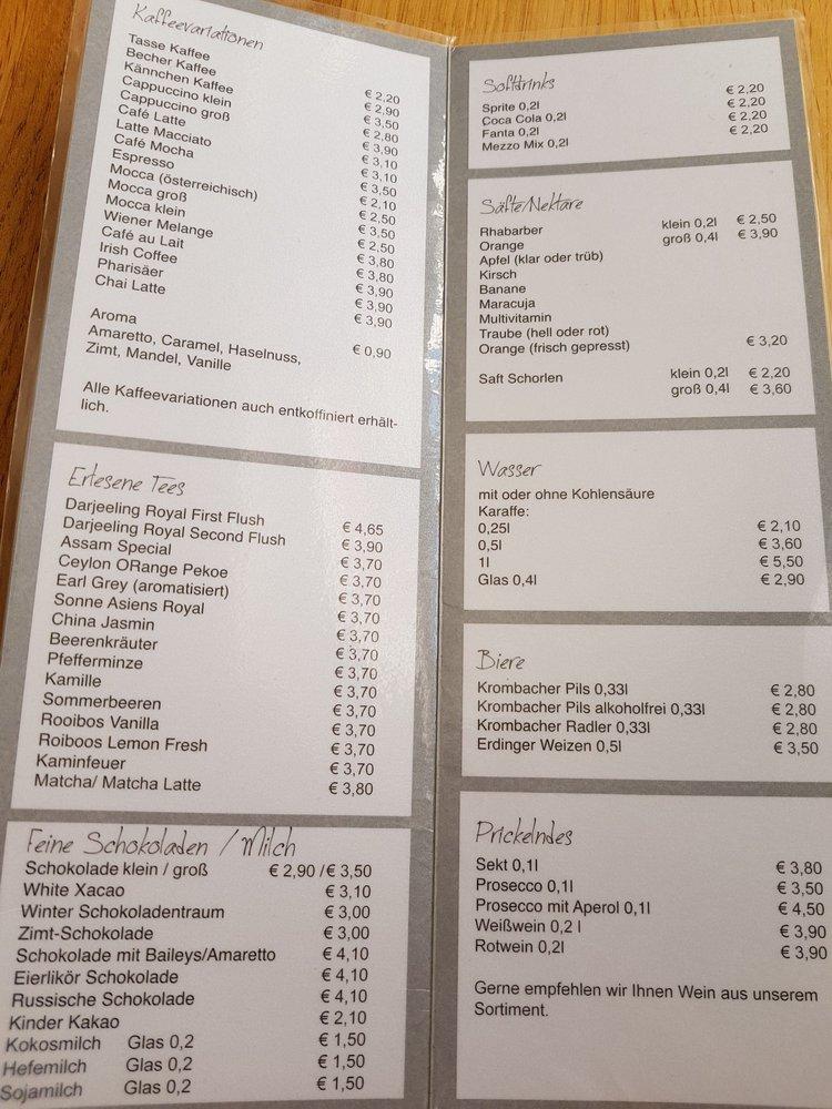 Menu at Süße Sünde cafe, Buxtehude, Westfleth 45