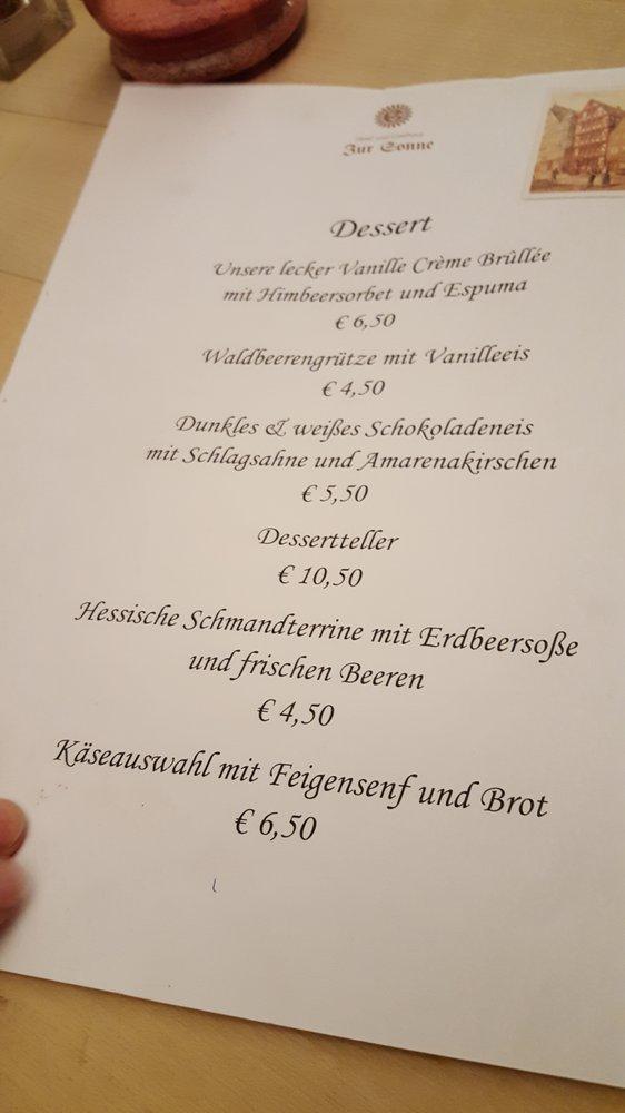 Menu At Zur Sonne Restaurant Marburg