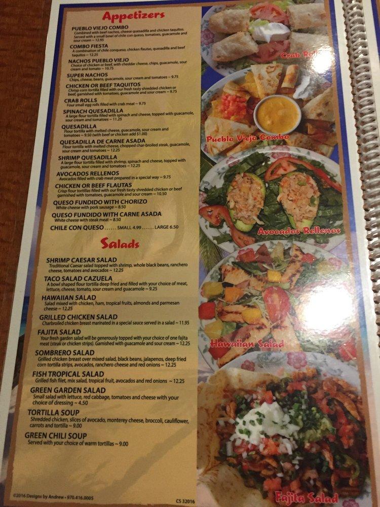 Menu at Pueblo Viejo Mexican Restaurant Stetson Hills, Colorado Springs