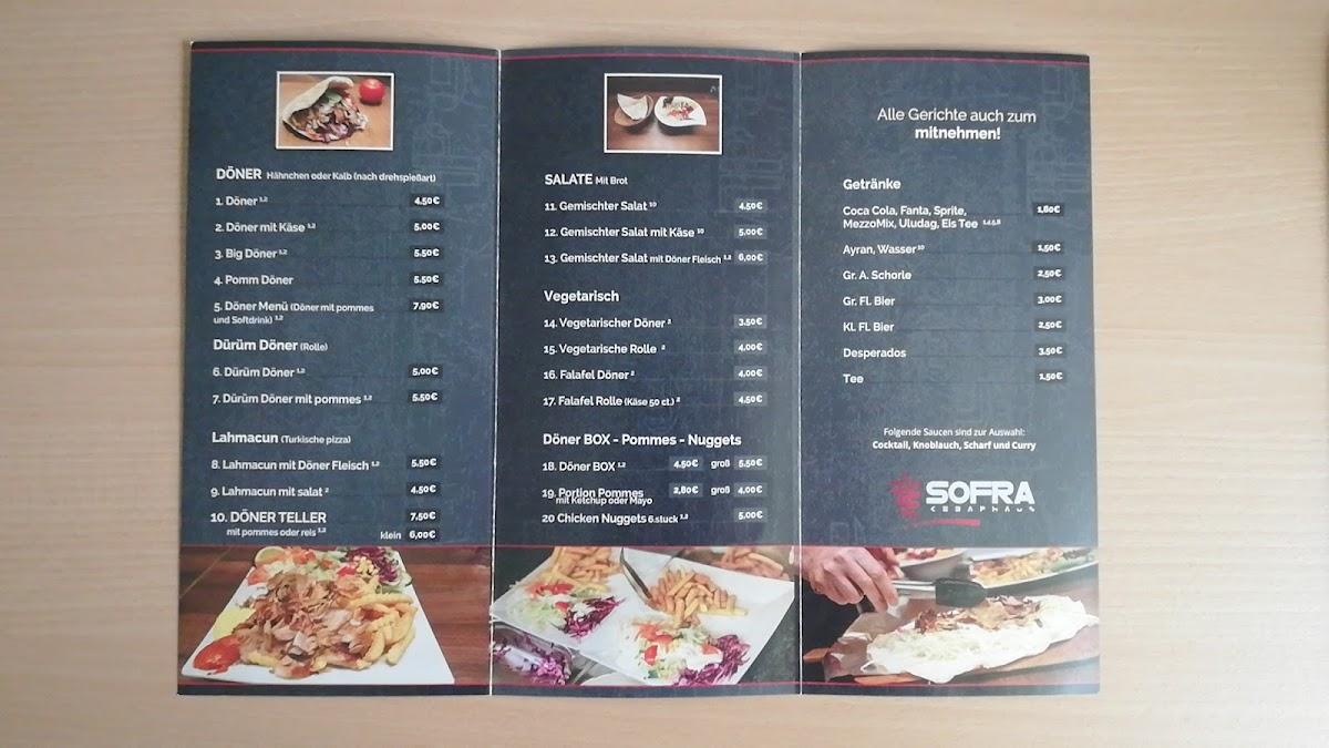 Menu at Sofra Kebap restaurant, Koblenz, Altengraben 25