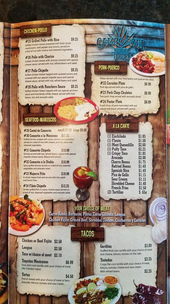 Menu at Campo Azul Mexican Grill & Bar, Fredericksburg