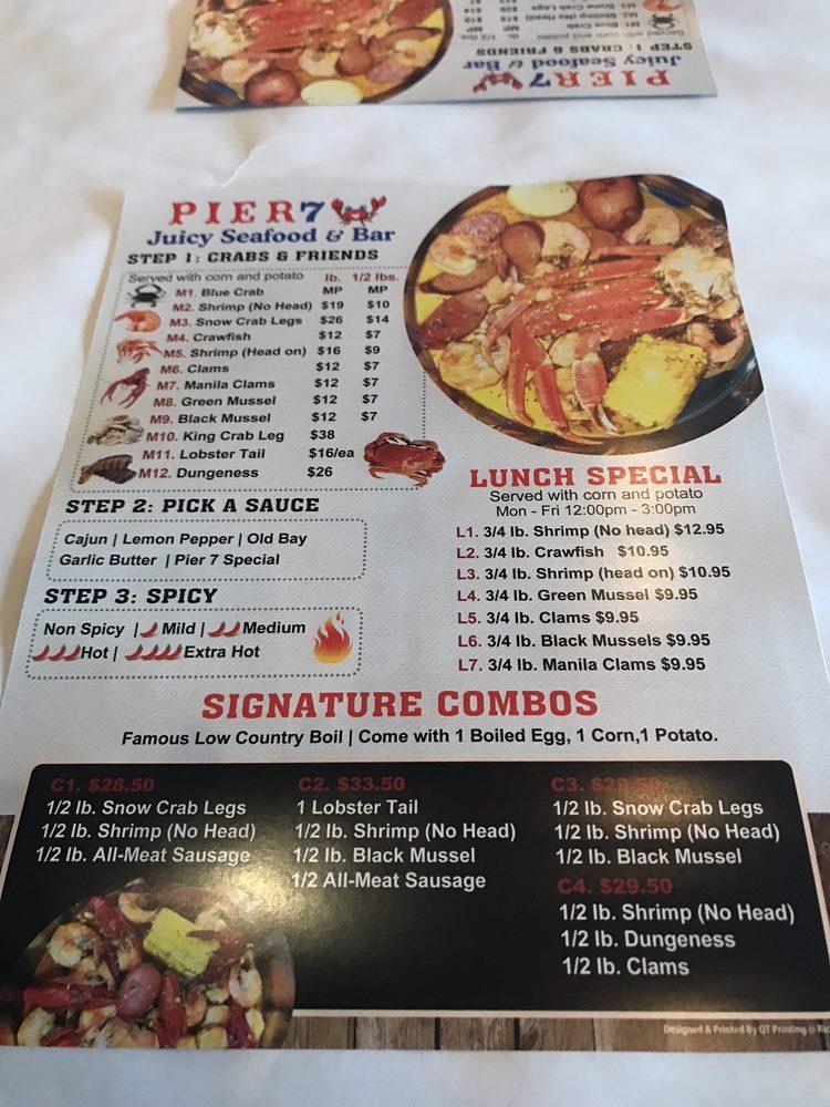 Menu at Pier 7 Juicy Seafood and Bar, Killeen