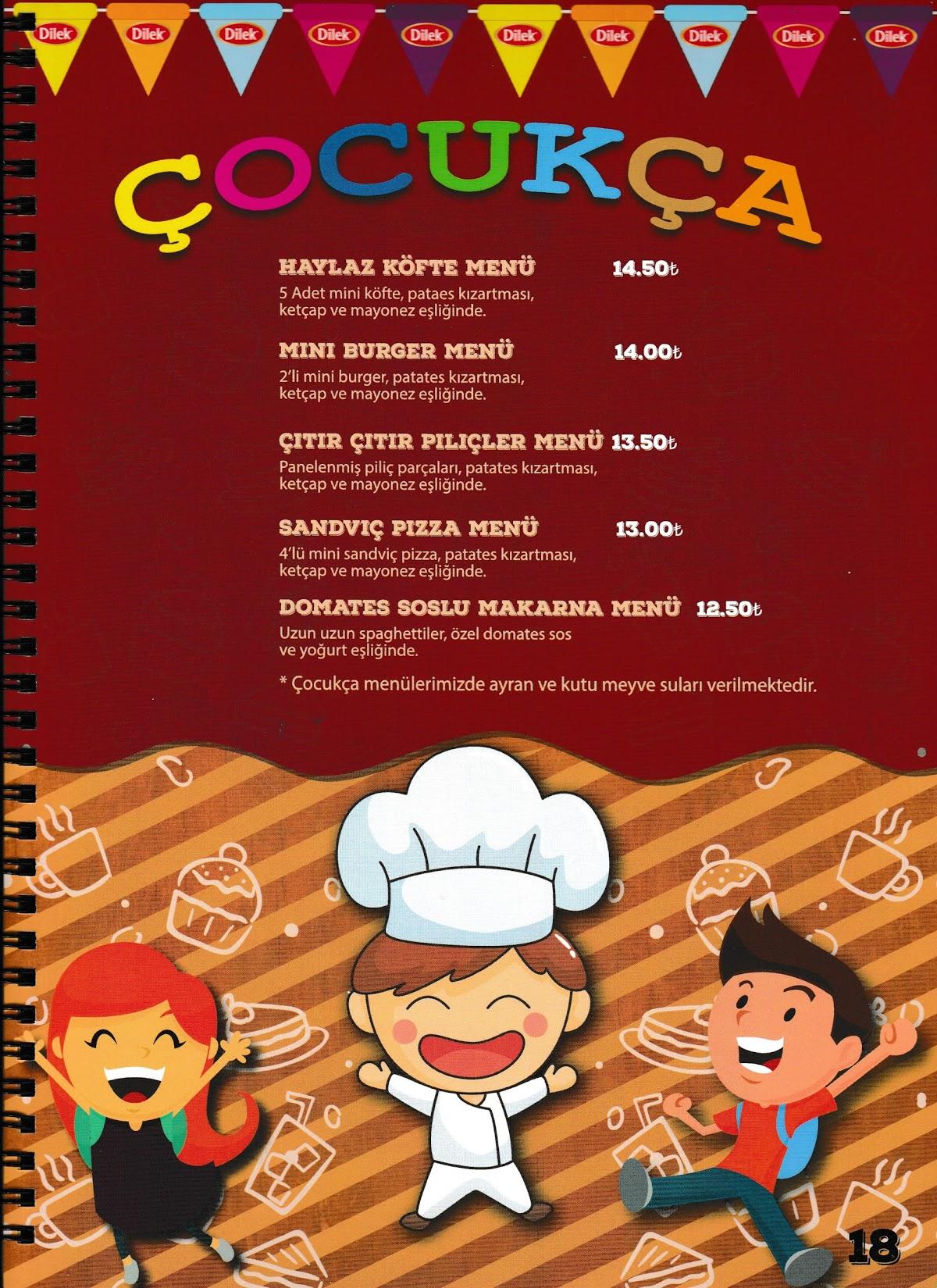 Menu at Dilek PastaneCafeRestaurant Cevizlibağ Şubesi, Istanbul