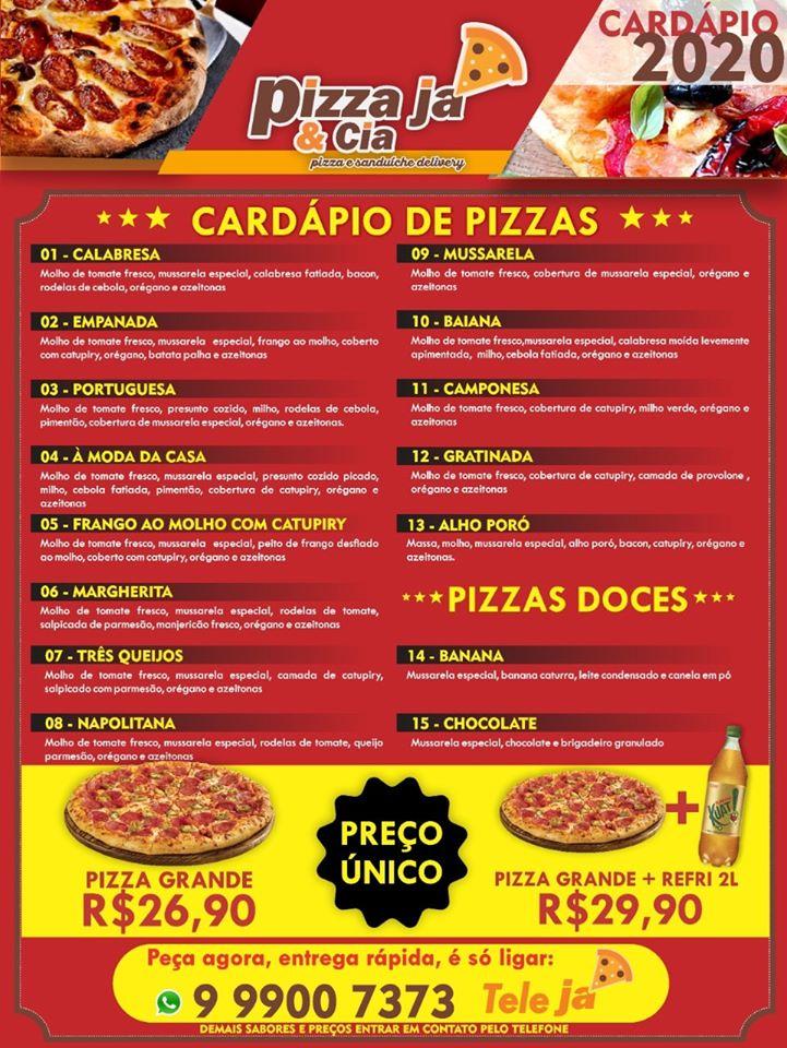 Menu at Pizza Já pizzeria, João Pinheiro