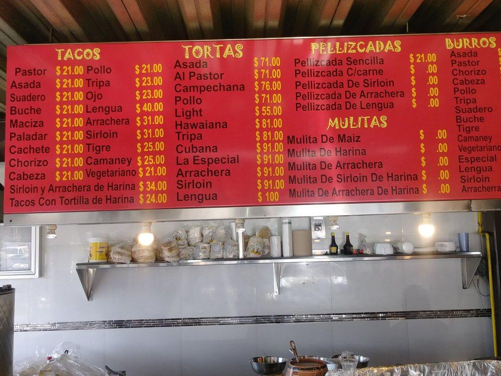 Menu at Tacos El Chino restaurant, Rosarito, Tacos El Chino