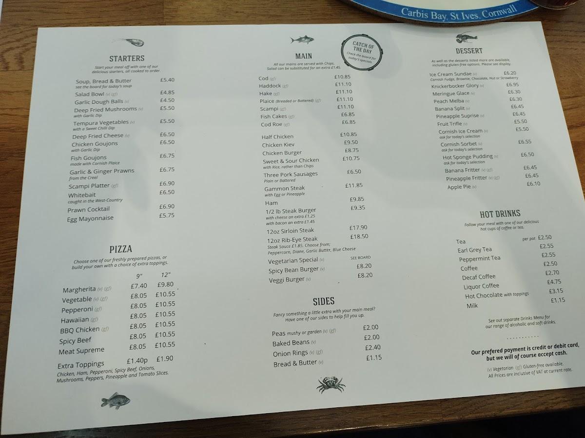 Menu at Becks Fish & Chips fast food, Saint Ives