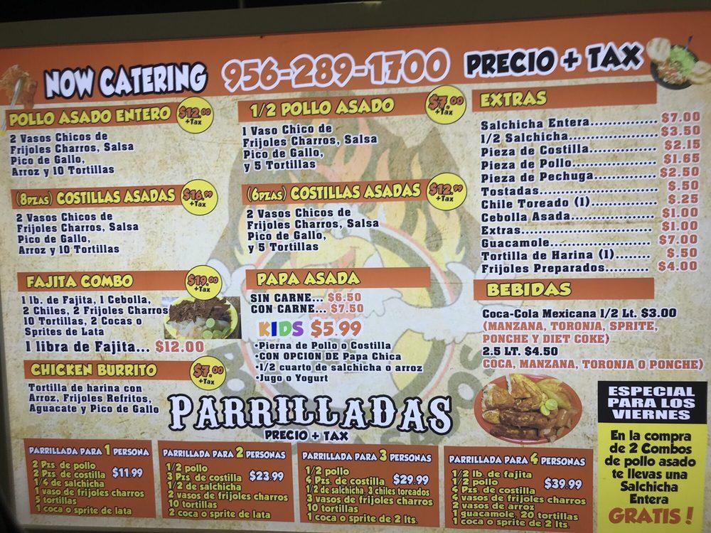 Menu at Pollos Asados Nuevo Leon restaurant, McAllen, TX-107