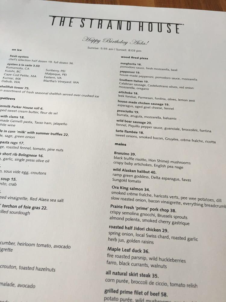 Menu at The Strand House pub & bar, Manhattan Beach