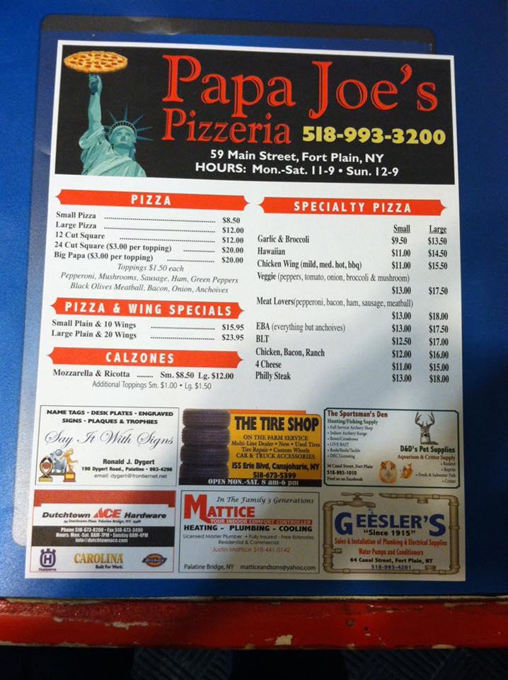 Papa Joe's Pizzeria - Fort Plain - Menu & Hours - Order for Pickup