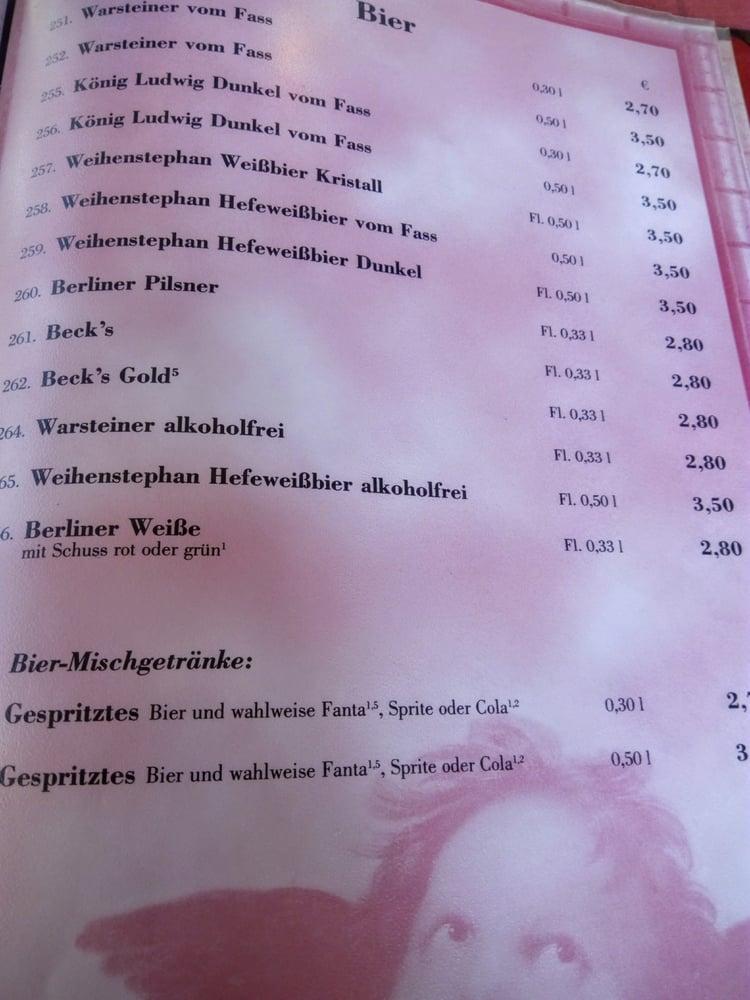 Menu at Trattoria Romana restaurant, Berlin