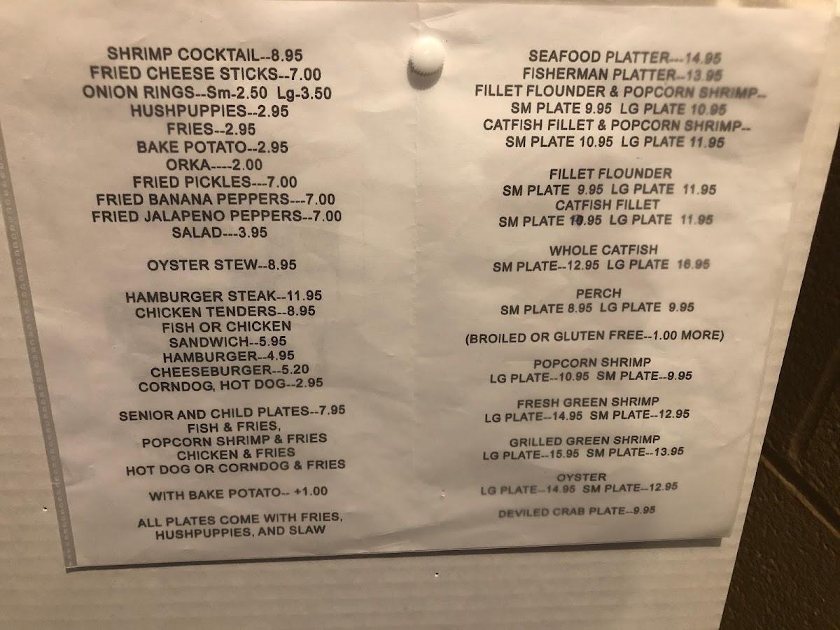 Menu at Lake Todd Fish Camp restaurant, Concord