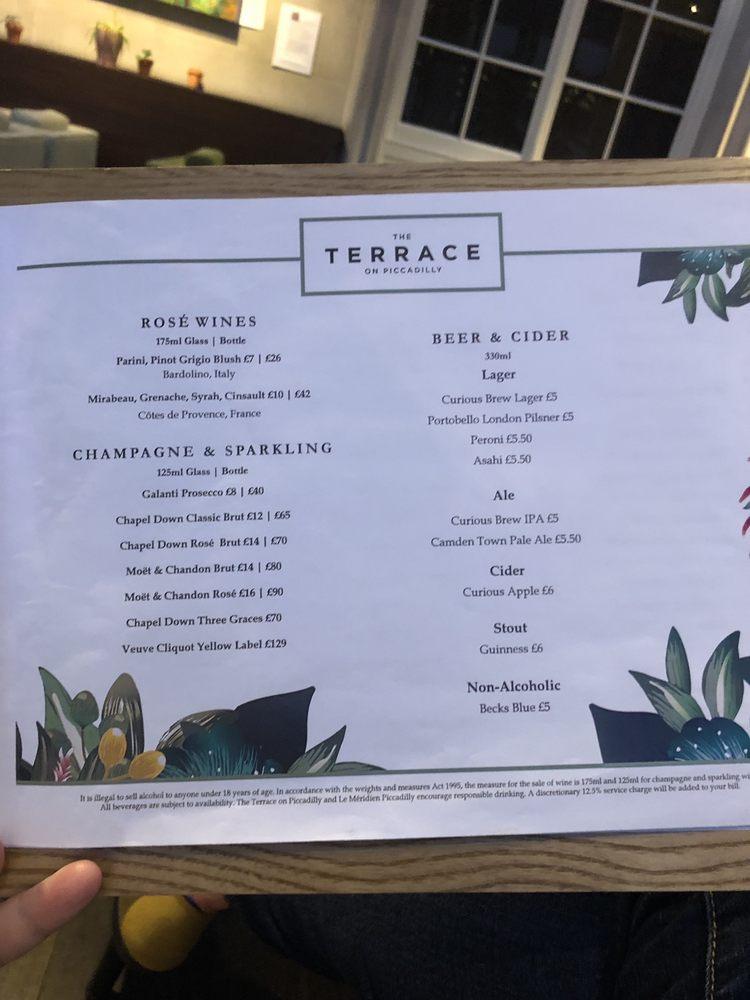Menu at Afternoon Tea at The Dilly Piccadilly pub & bar, London
