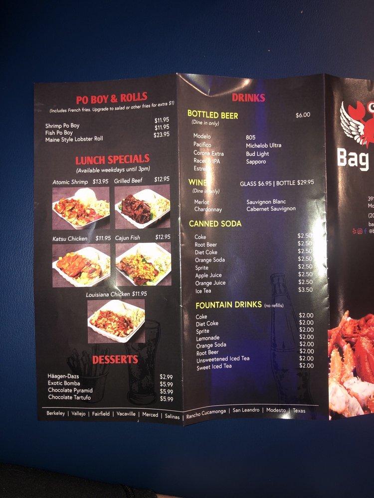Menu at Bag O' Crab desserts, Modesto