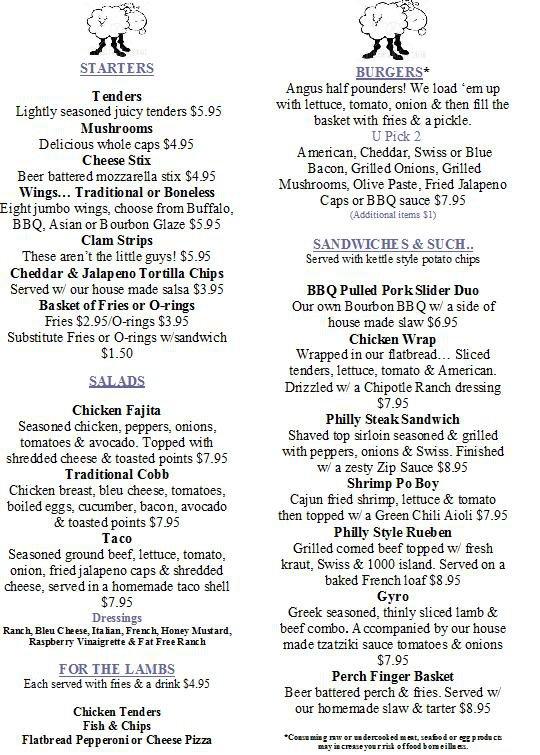 Menu at Black Sheep pub & bar, Cheboygan