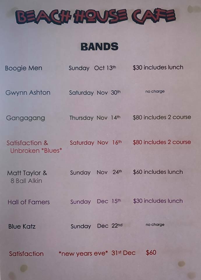 Menu at Beach House Cafe, Encounter Bay, 62 Franklin Parade