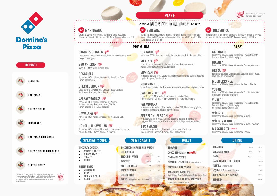 Speisekarte von Domino's Pizza, Nichelino
