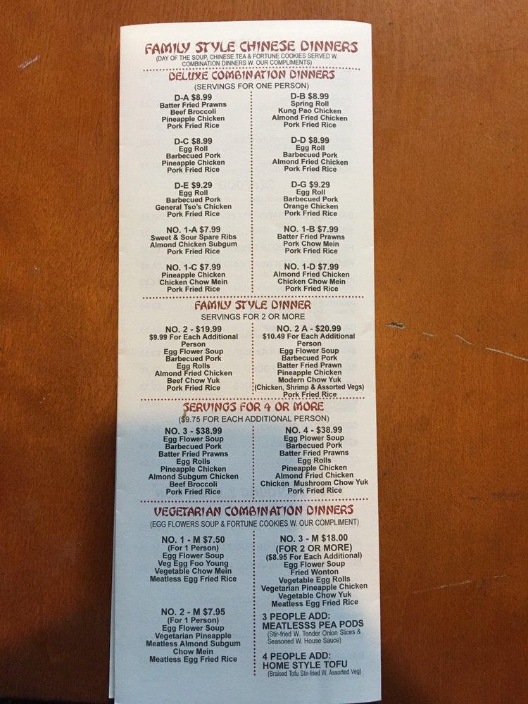 Menu at Modern Restaurant, Walla Walla