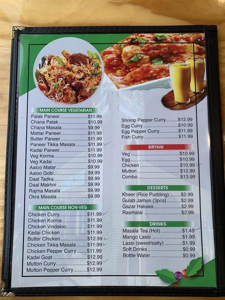 Menu at Curry Leaf Restaurant Bar & Banquet, Irving