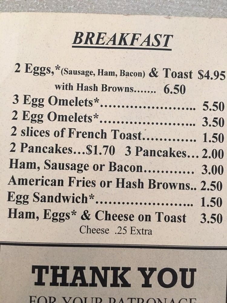 Menu at Anchor Inn restaurant, Garber