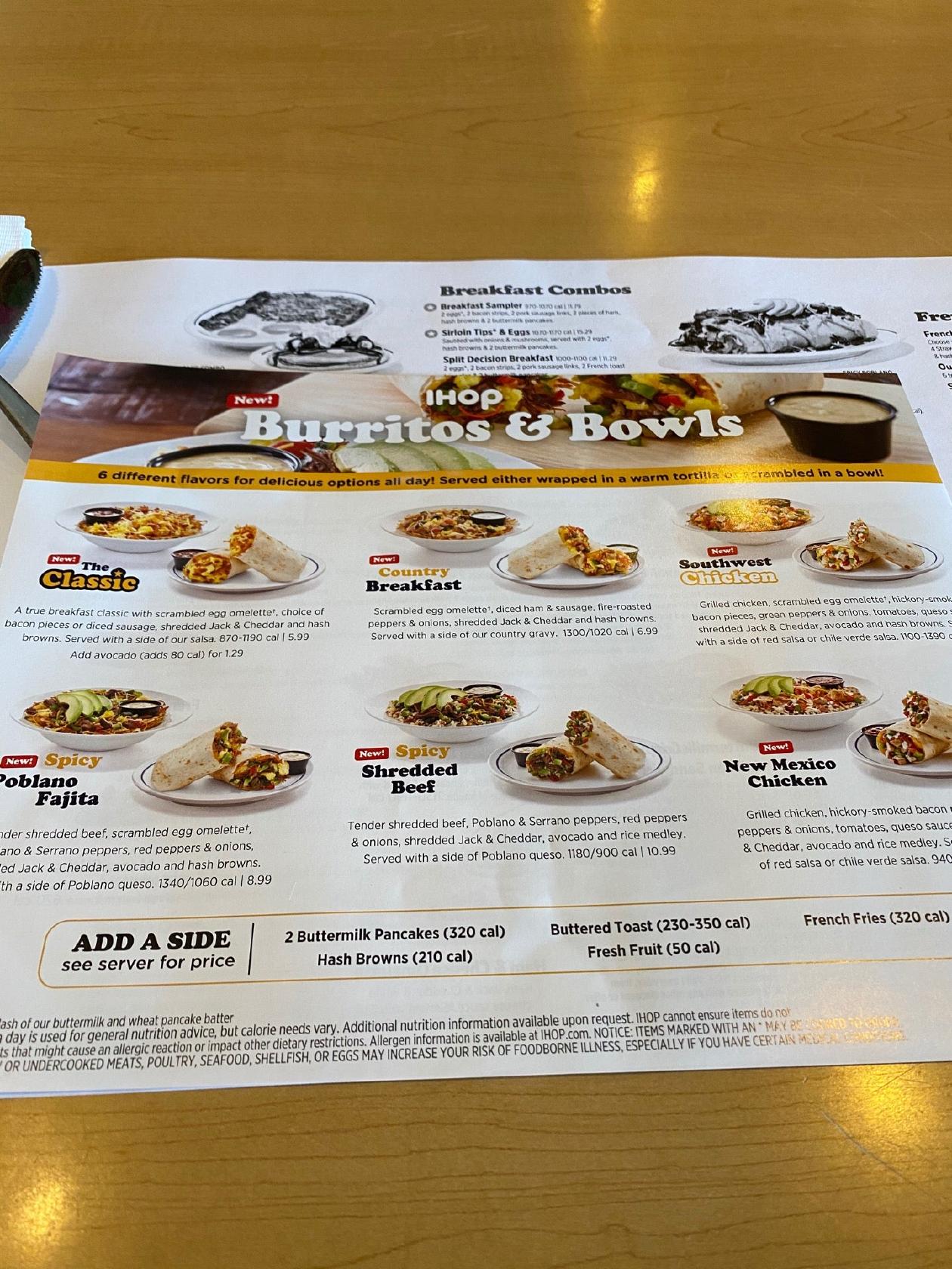 IHOP® Menu - Burritos And Bowls