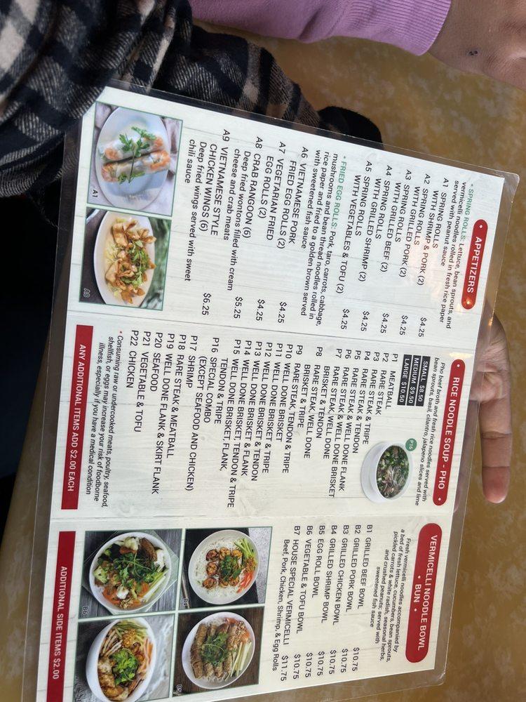 Menu at Pho & Grill restaurant, Colorado Springs