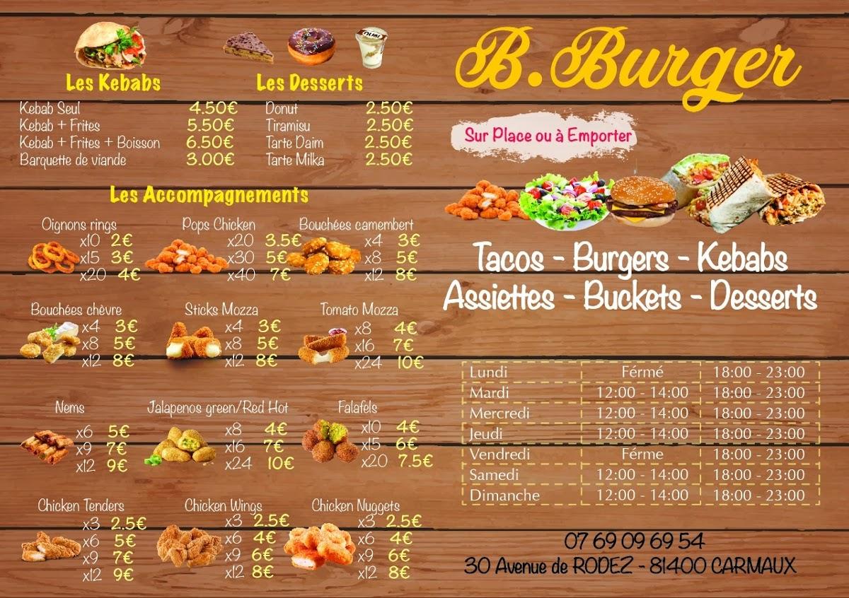 Menu At B.Burger Restaurant, Carmaux