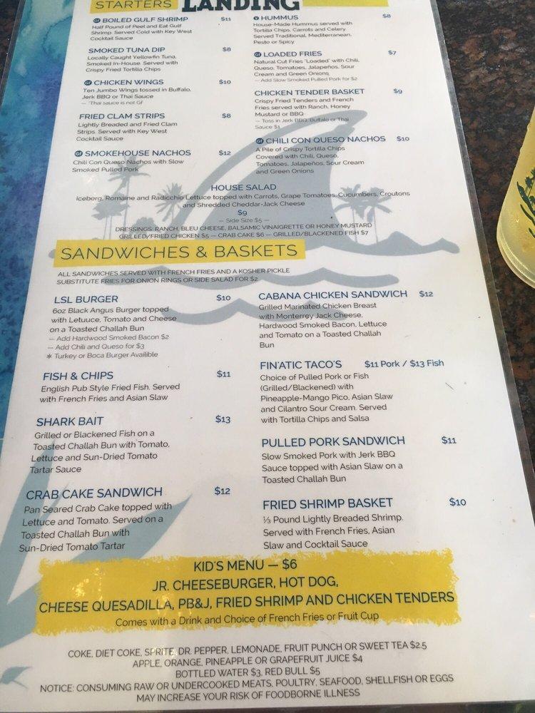 Menu at Landshark Landing Beach Bar & Grill, Pensacola Beach