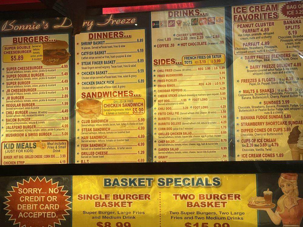 Menu at Dairy Freeze restaurant, Fort Smith, Midland Blvd
