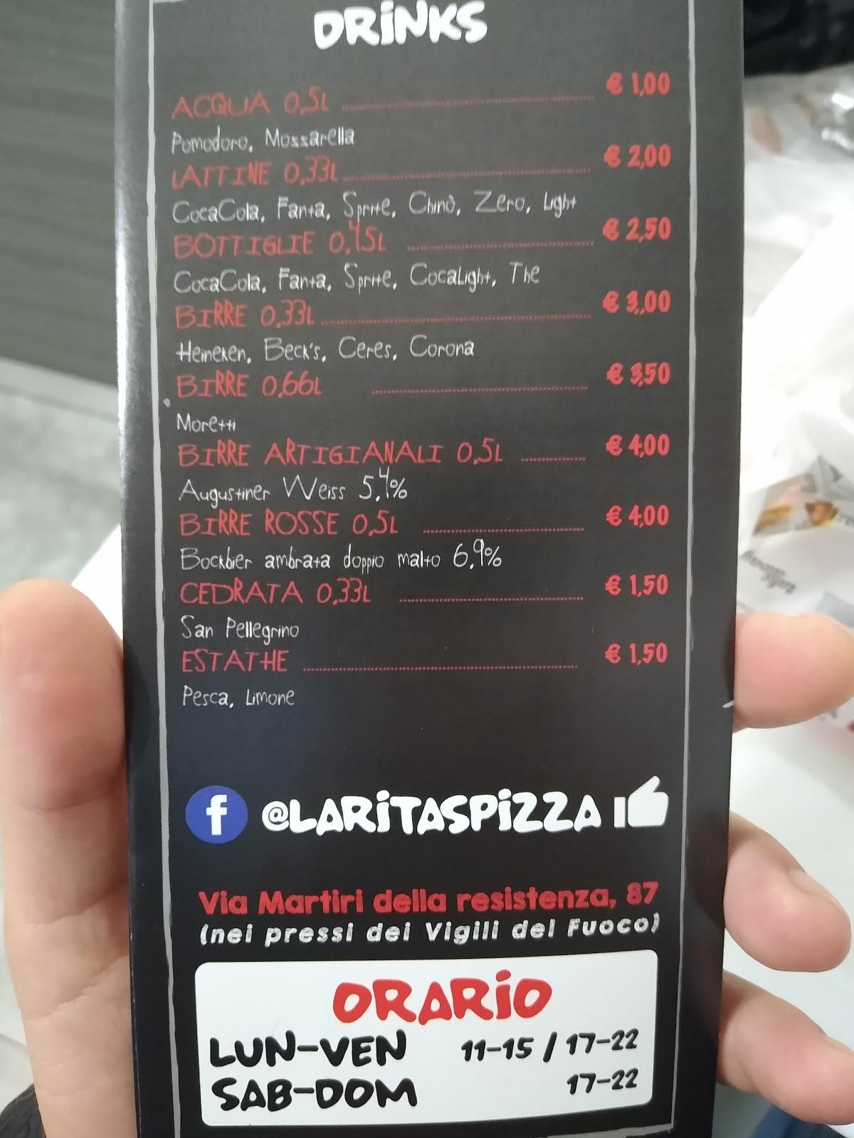 Menu at Larita's Pizza pizzeria, Ancona