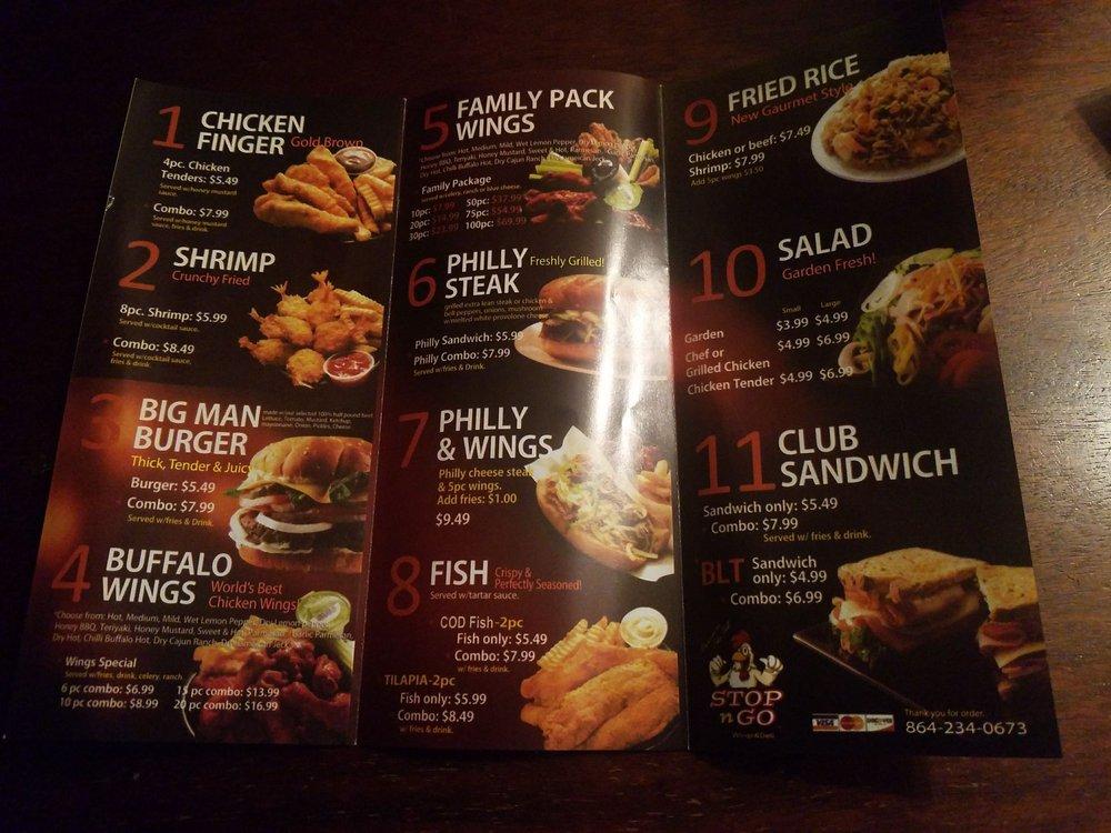 Menu at Stop N Go Wings & Deli restaurant, Greenville