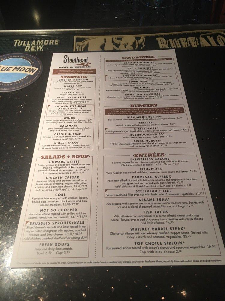 Menu at Steelhead Bar & Grille, Spokane