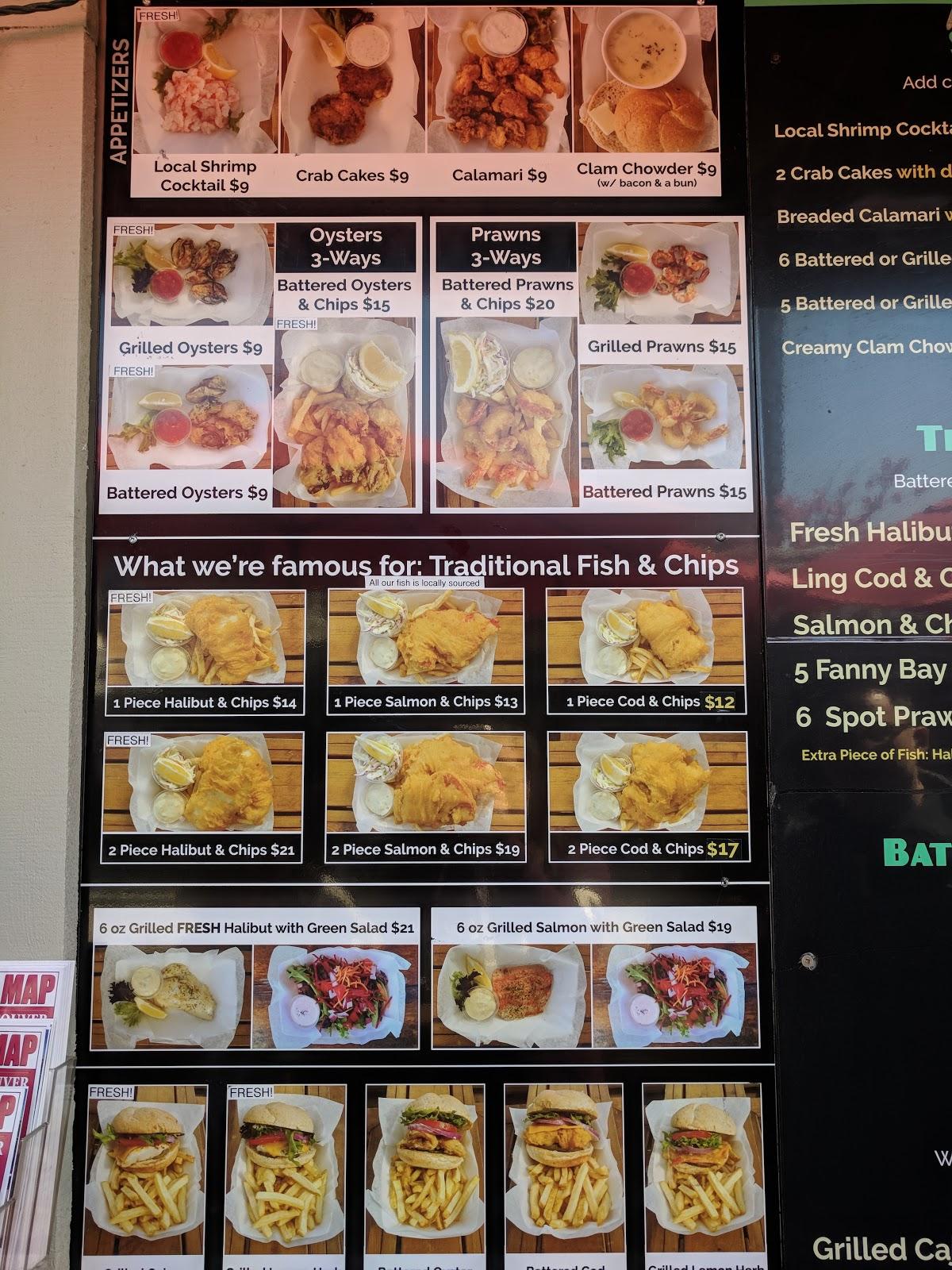 Menu at Trollers Fish & Chips restaurant, Nanaimo