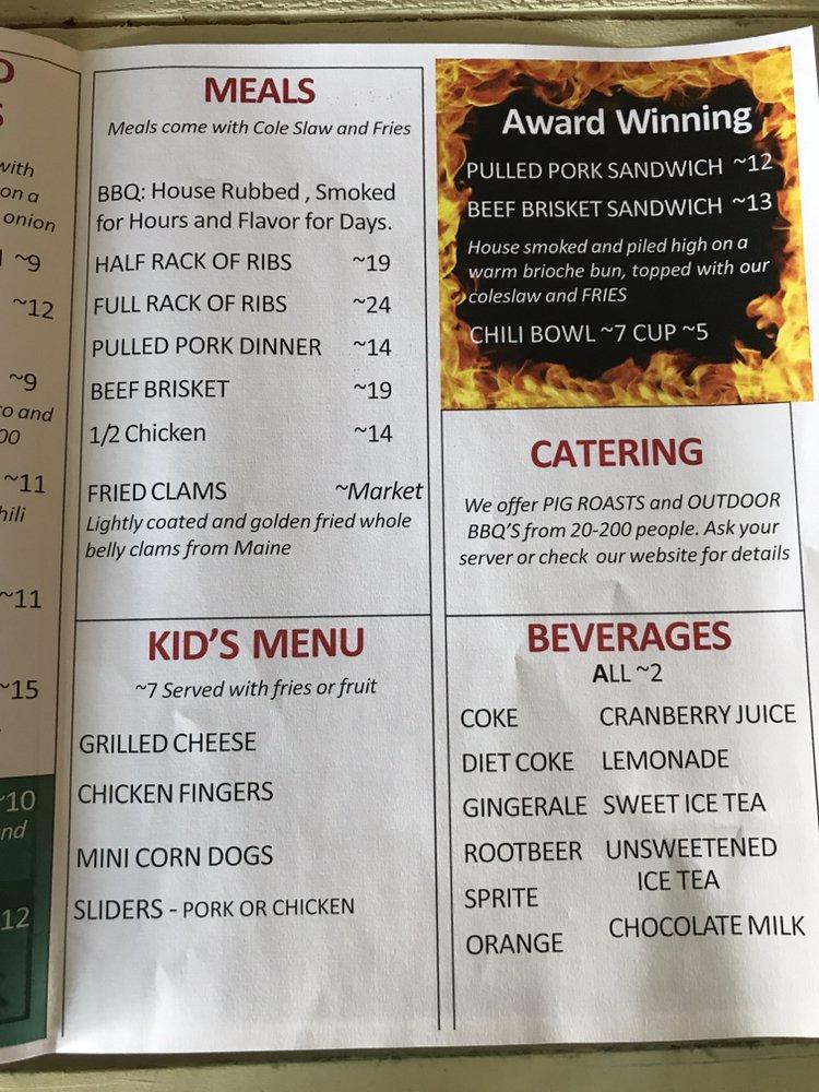Menu at The Shed BBQ, Rangeley