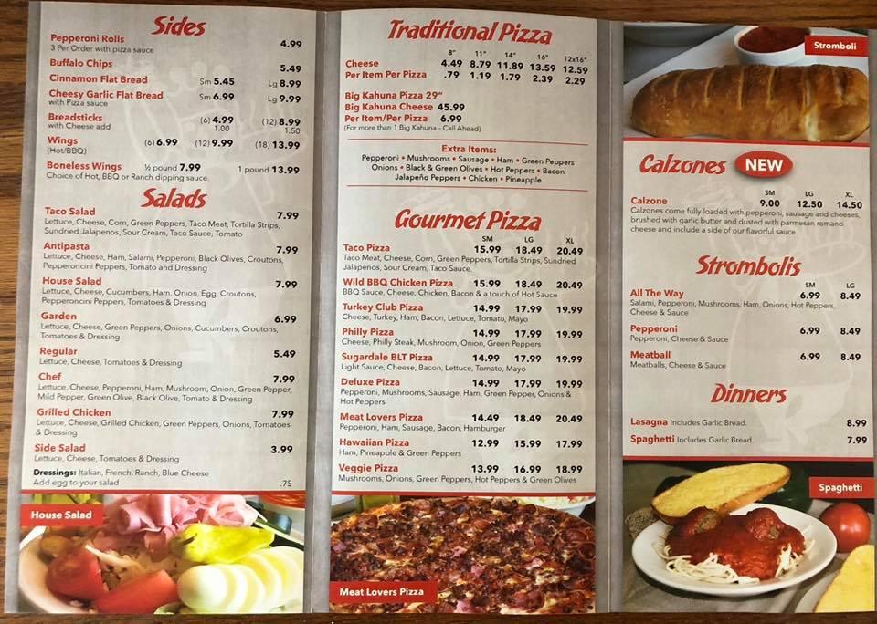 Menu at Creno's Pizza restaurant, McConnelsville, OH-60