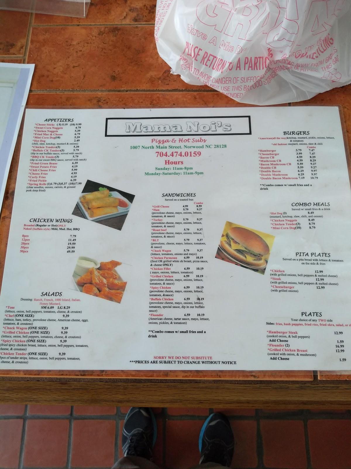 Menu at Mama Noi's Pizza pizzeria, Norwood