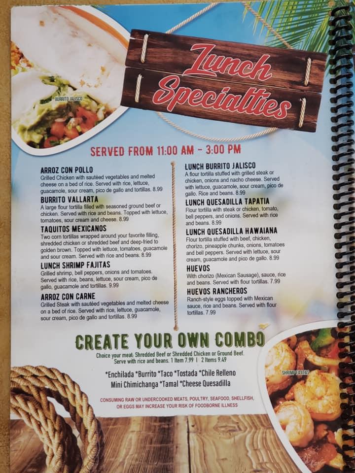 Menu at Puerto Vallarta restaurant, Heath, 869 Hebron Rd