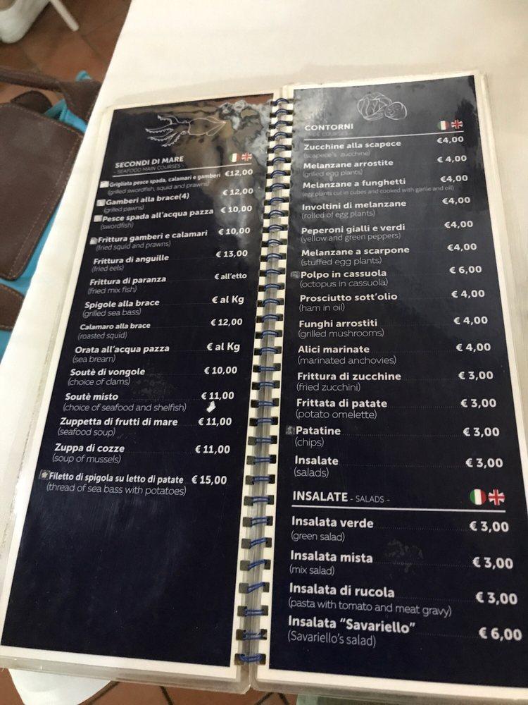 Menu di Ristorante Savariello 