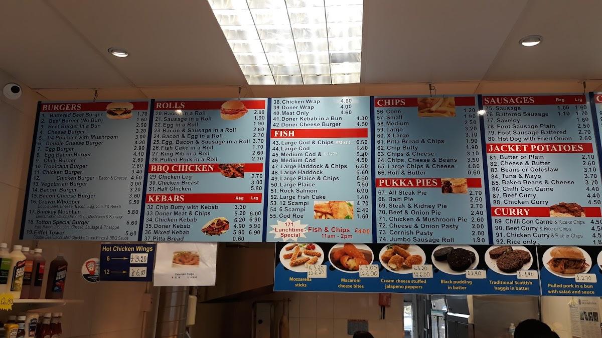 Menu at Totton Fish Bar, Southampton