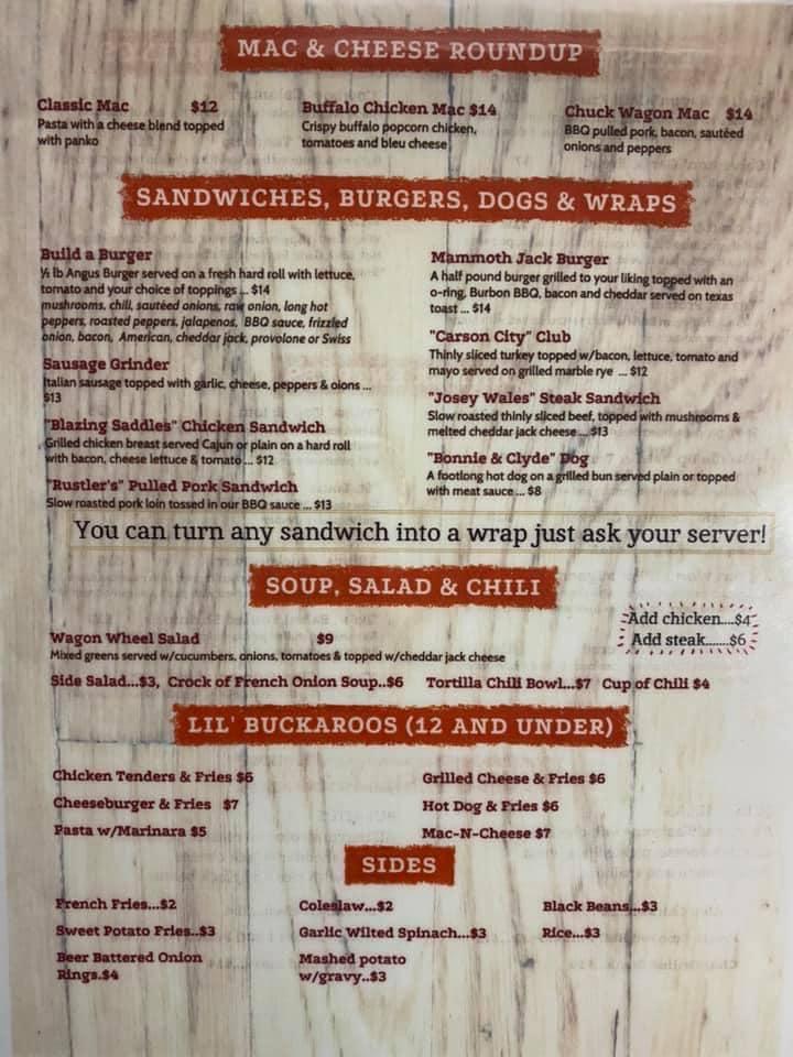 Menu at Chute Gates Steakhouse, Plymouth