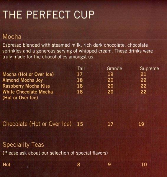 Menu at Seattle's Best Coffee The Dubai Mall cafe, Dubai, The Dubai Mall