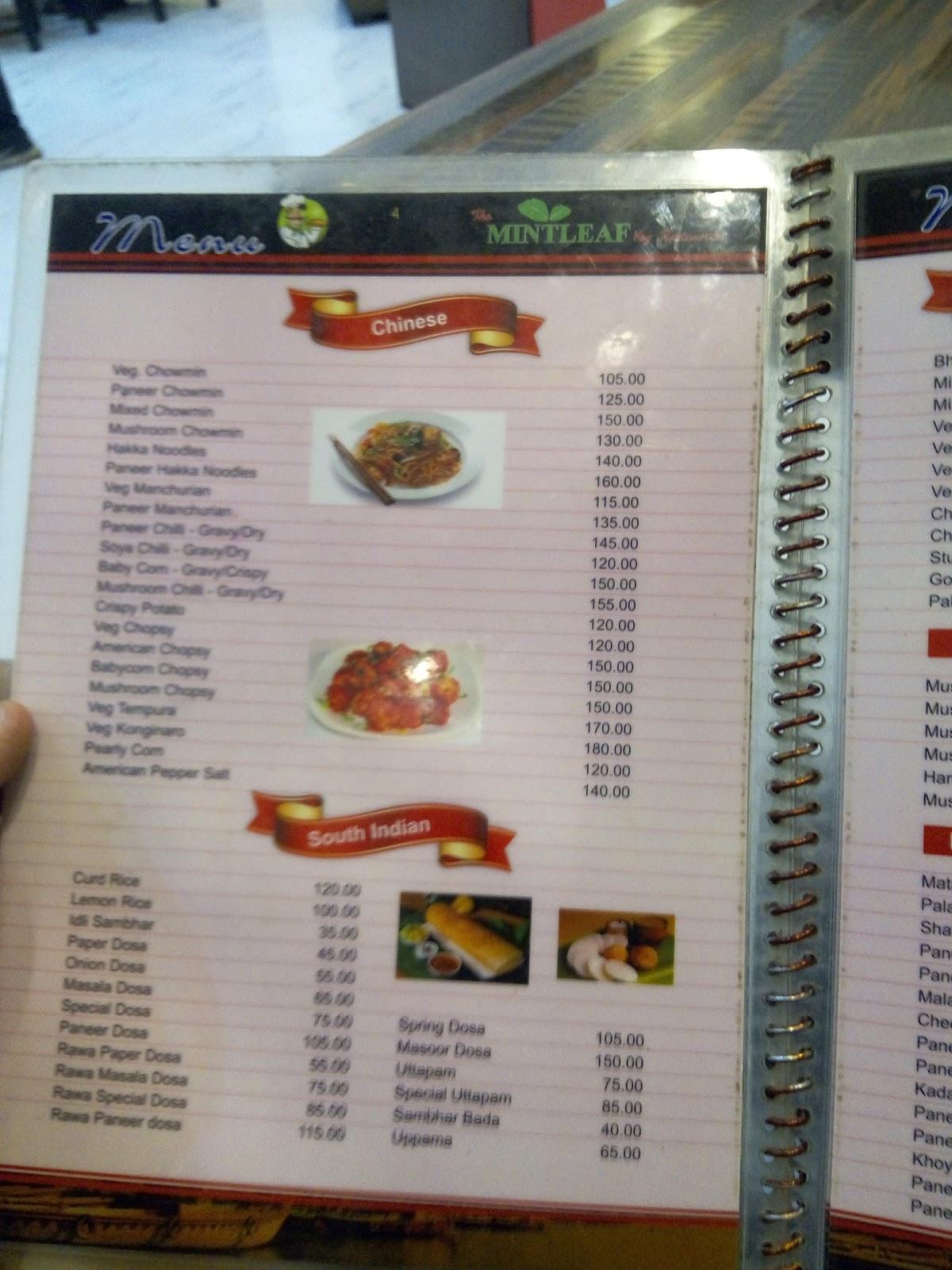 Menu at The Mint Leaf Restaurant, Varanasi
