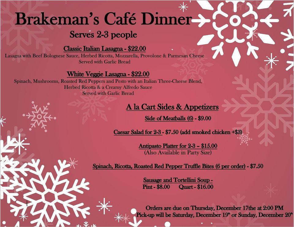 Menu at Brakeman's Cafe, Boyertown