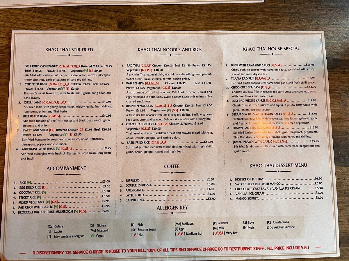 Menu at Khao Thai Twickenham restaurant, Twickenham