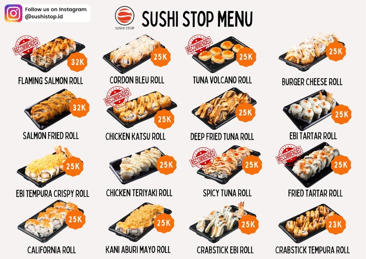 Menu at Sushi Stop, Cilodong restaurant, Depok